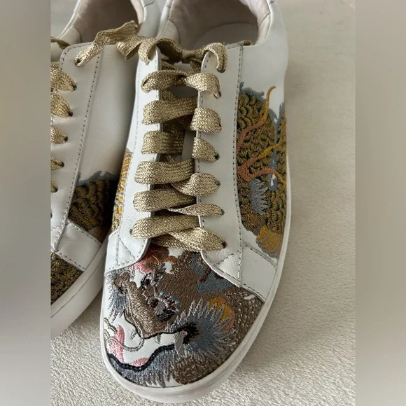 Johnny was Women's White and Gold Sneakers - Picture 7 of 12